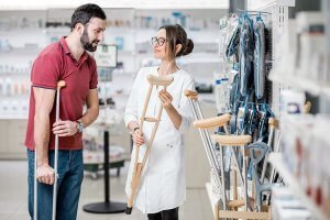 Man Purchasing New Crutch at Store