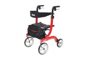 Drive Medical 18 Inch Wide Nitro Euro Style Rollator Walker Red